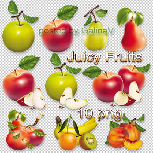 Clipart Juicy Fruits on transparent background by GalinaV on 