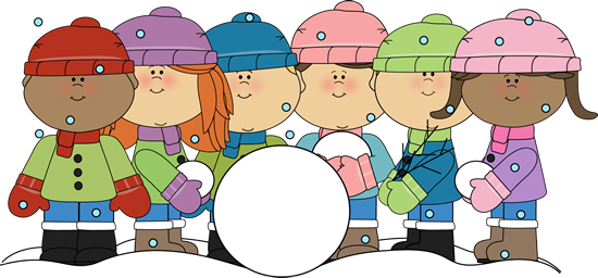 School Playing In The Winter Snow Clipart 