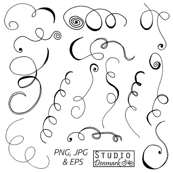 Doodle Scrolls Clipart Set 14 Doodle Clipart by StudioDenmark 