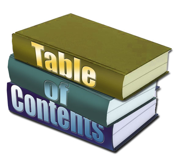 Table of contents book clipart