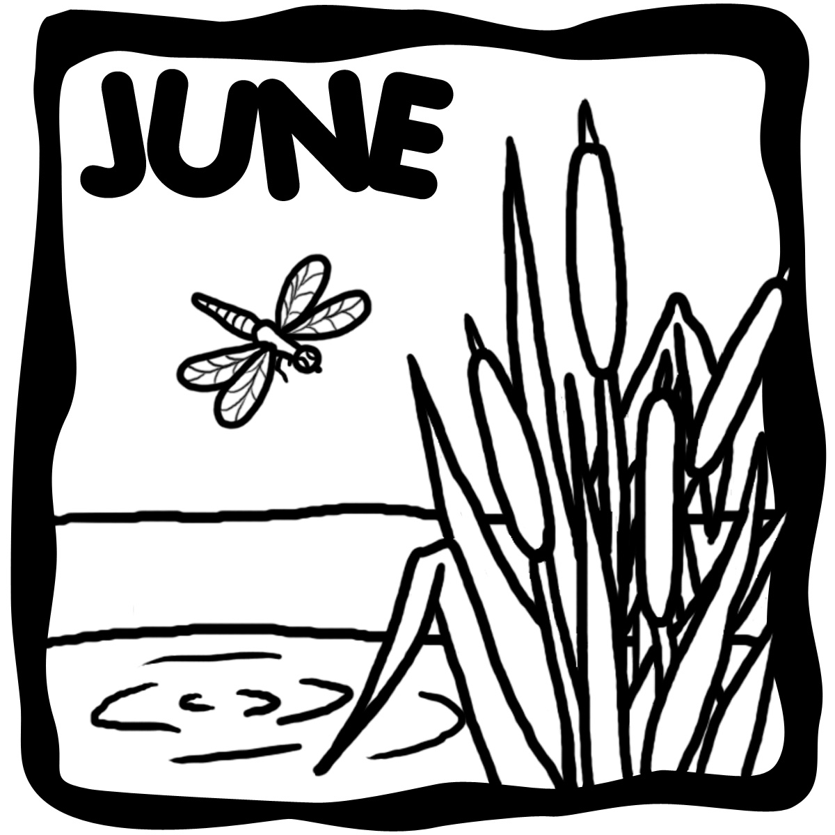 June clipart black and white