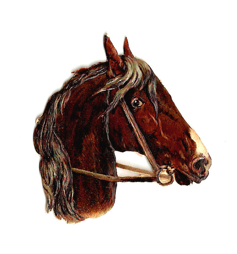 Antique Image: Horse Clip Art: Vintage Victorian Die Cut of Brown