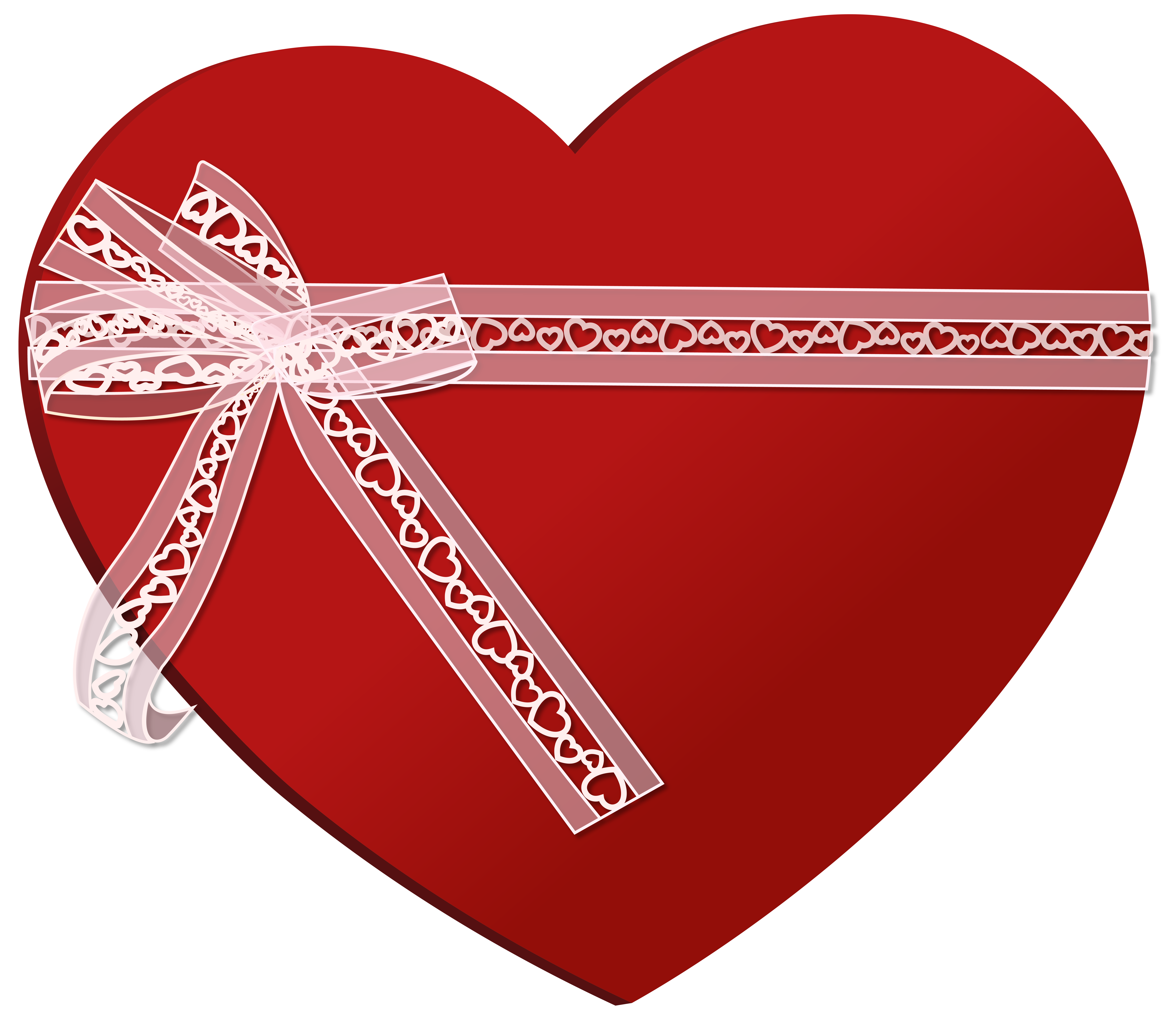 Heart with Heart Ribbon PNG Clip Art Image