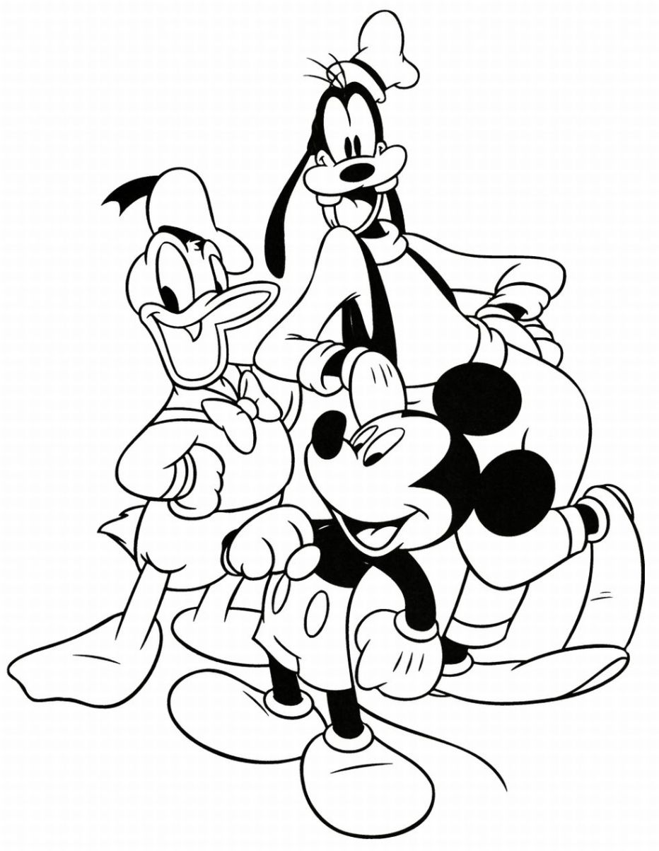 Disney character black and white clipart