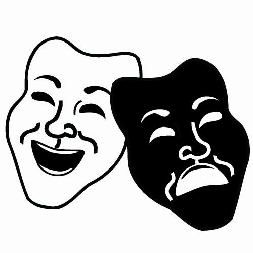 Drama faces black and white clipart