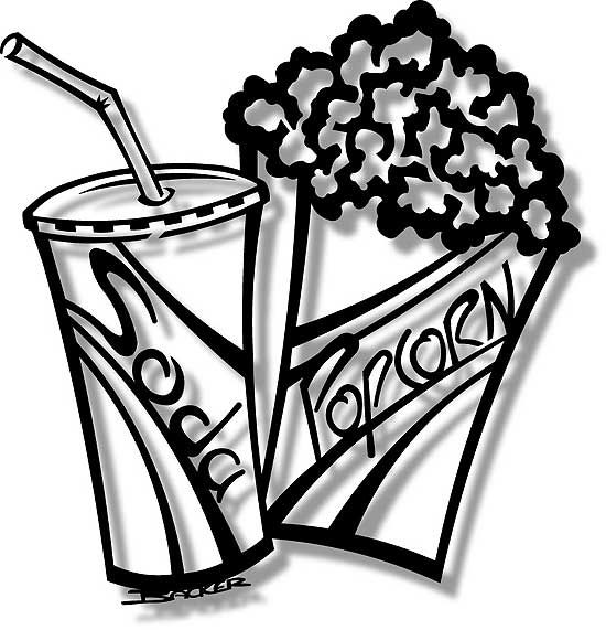 Free Popcorn Pieces Clipart Black and White Image