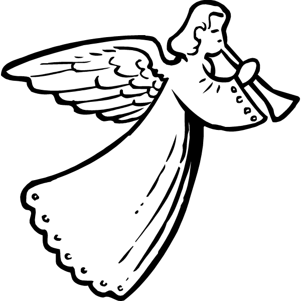 christmas angels clipart black and white.