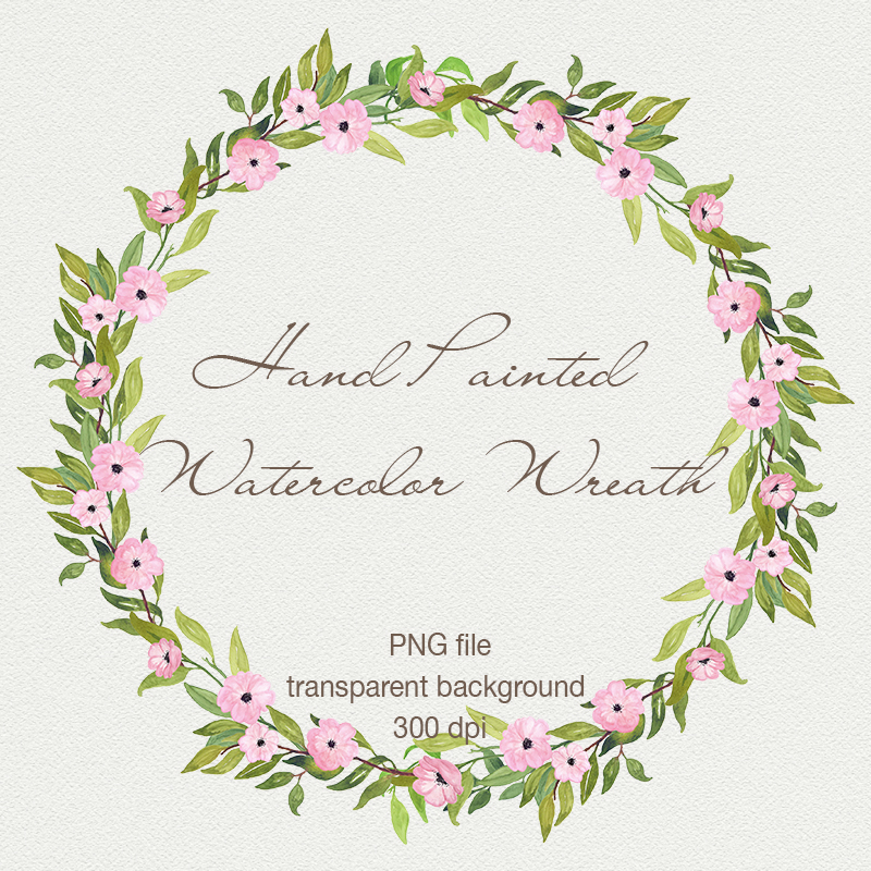 Watercolor Floral Wreath Clipart