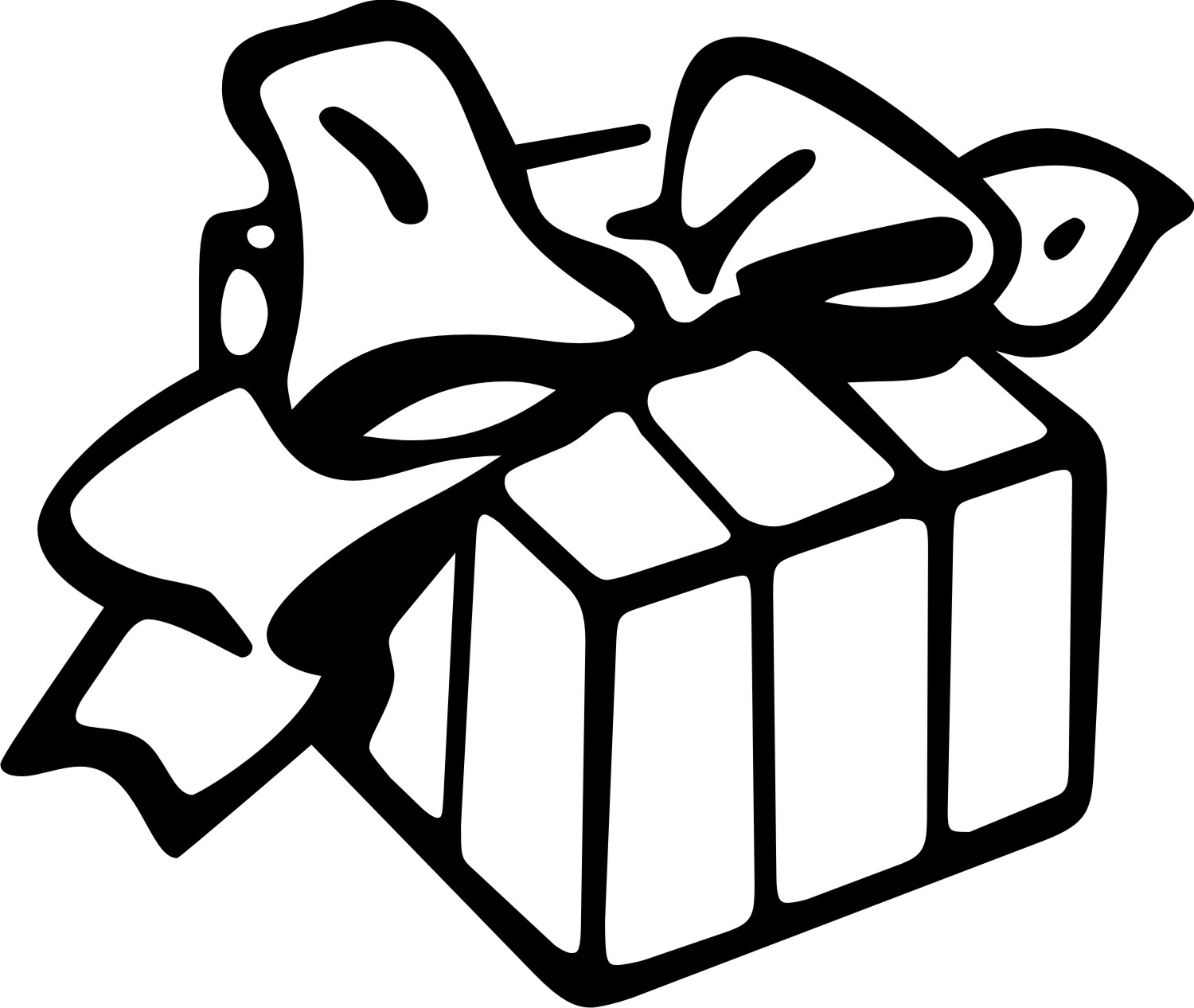 Christmas Presents Black And White Clipart