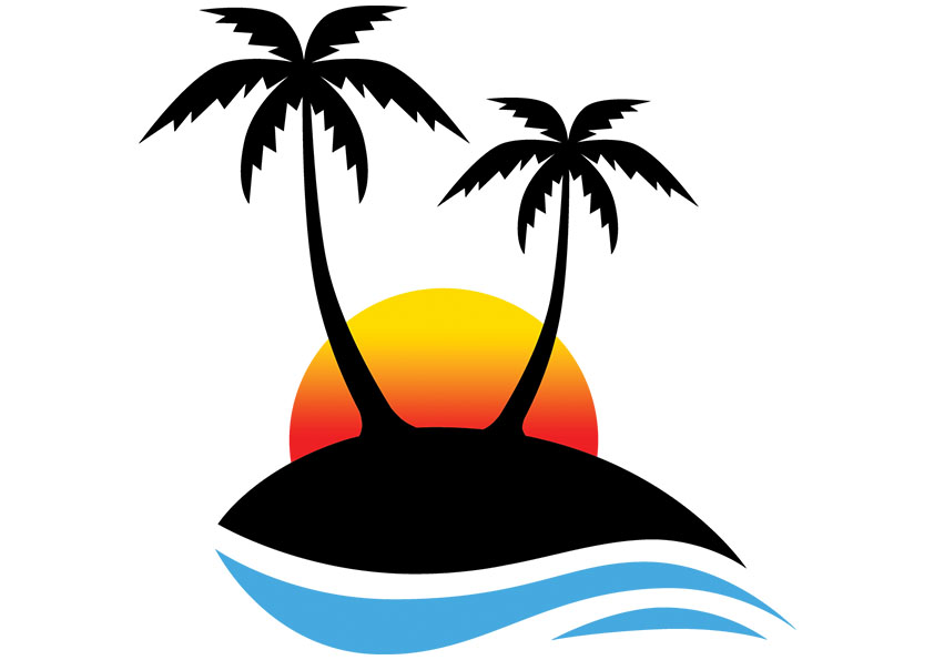 Palm tree sunset silhouette clipart
