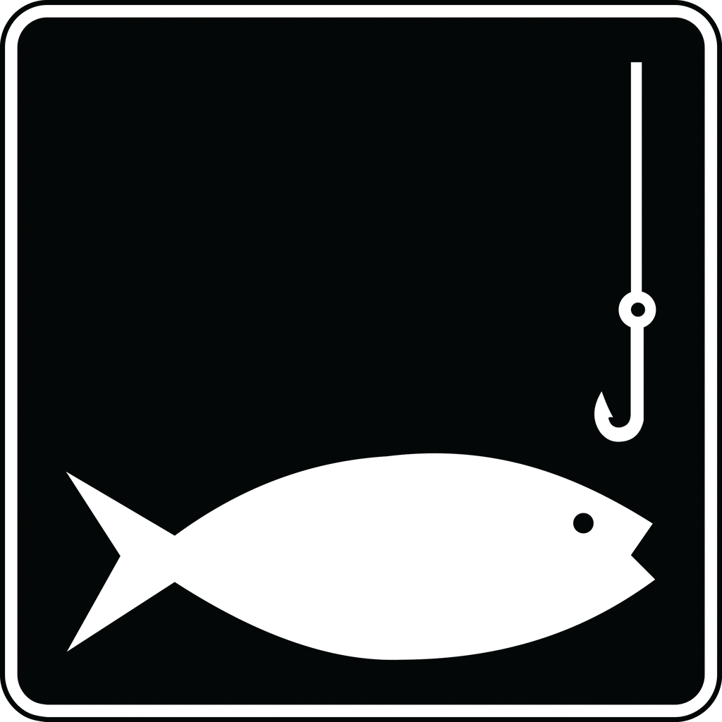Fishing Hook Black And White Clipart