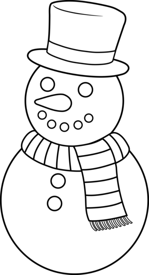 Snowman scarf outline clipart