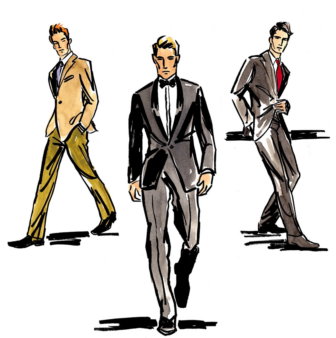 Cartoon Fashion Drawing Sketches Men with simple drawing