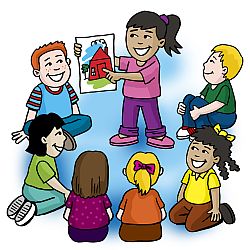 Class of students in a circle clipart