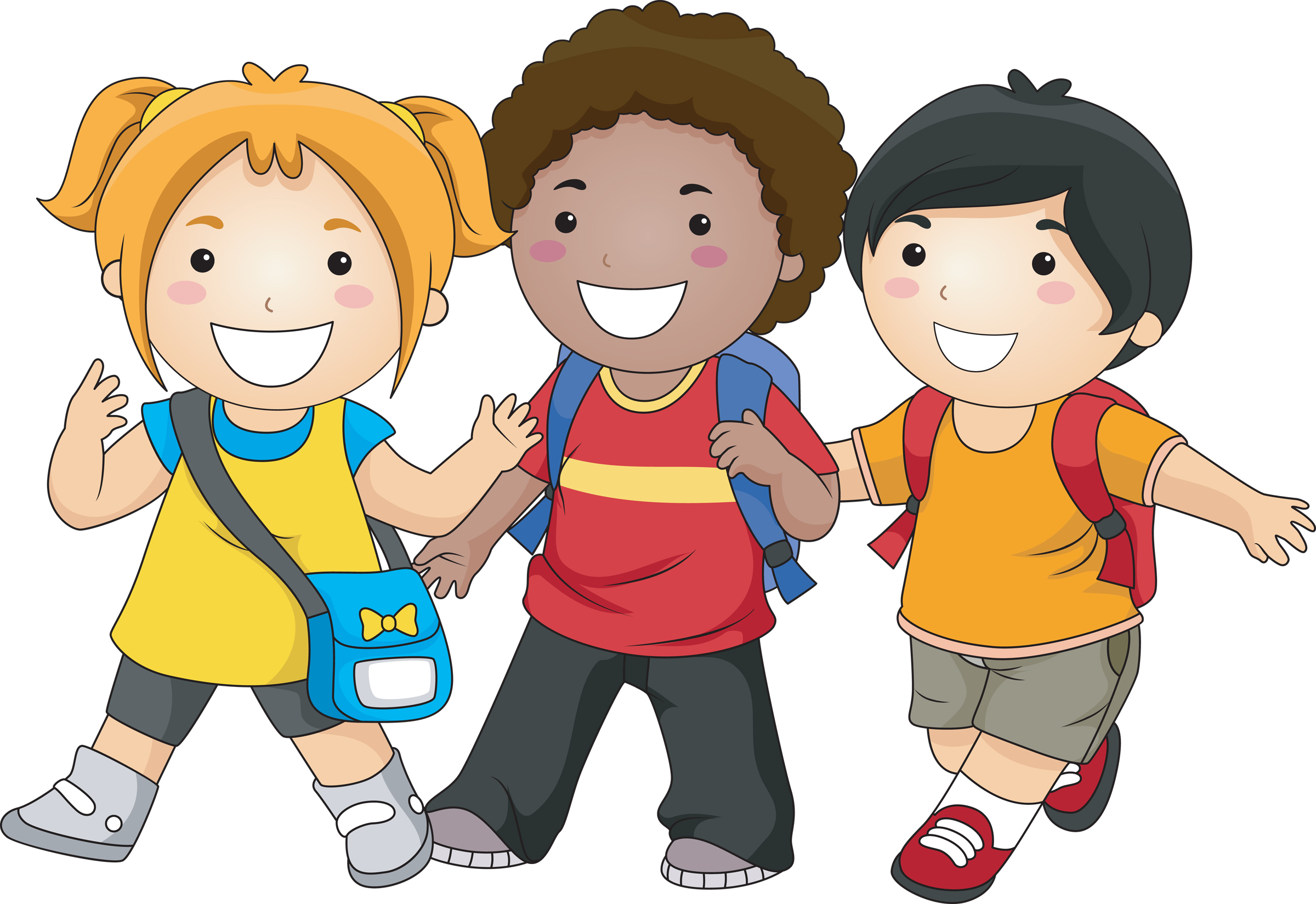 Students walking clipart