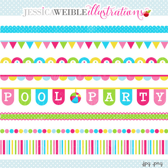 Summer Party Borders Clipart