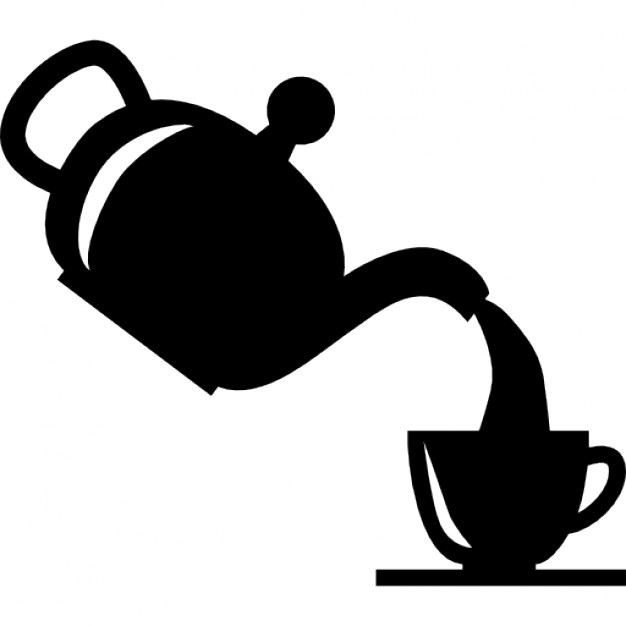 Serving tea in a cup from a teapot Icons