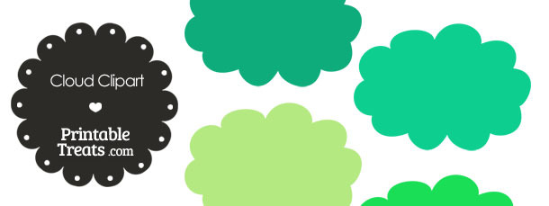 Cloud Clipart in Shades of Green