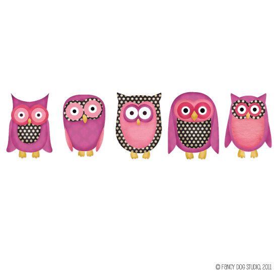Digital Scrapbook Elements Girly Owl Animal Characters Royalty