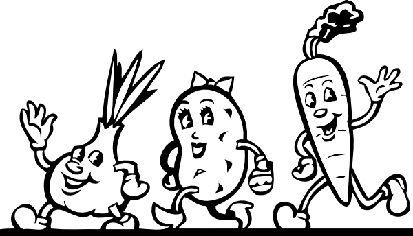Animated vegetable clipart black and white