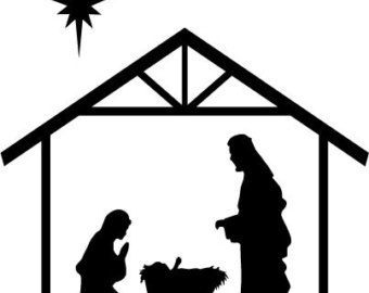 Clipart nativity scene black and white