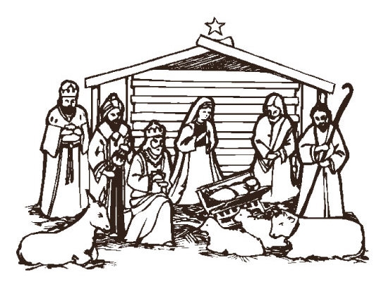 Christmas Nativity Clipart Black And White