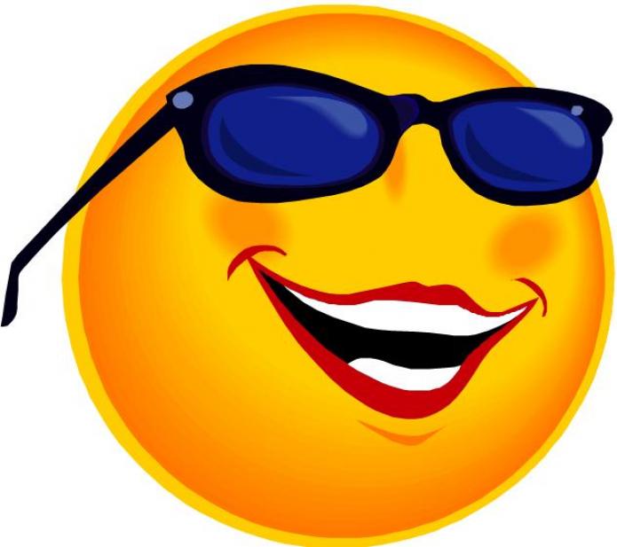 Clipart smiley face with sunglasses.