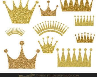 60% OFF SALE Gold glitter crown clipart gold by pointandpoem