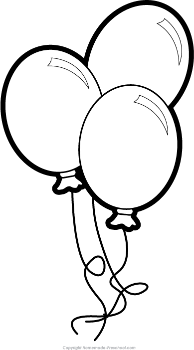 Single balloon clipart black and white