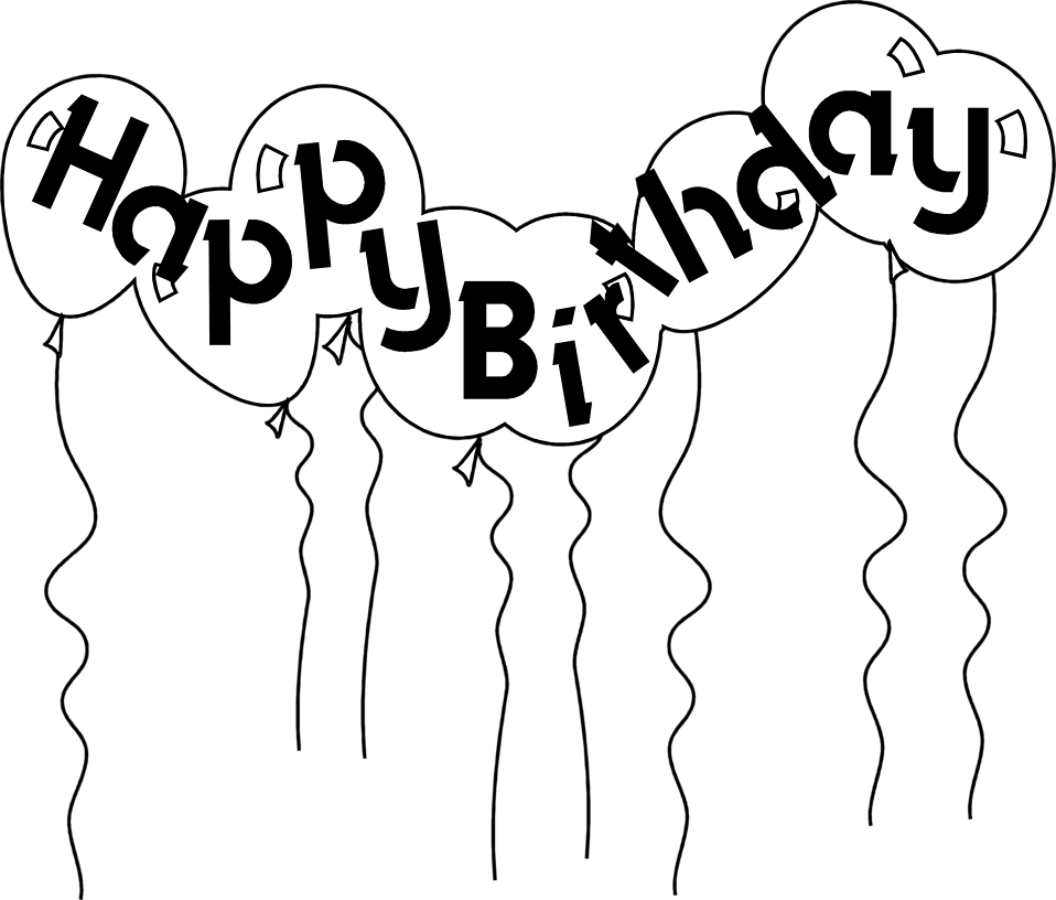 Birthday balloon clipart black and white
