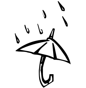 Umbrella table words clipart black and white