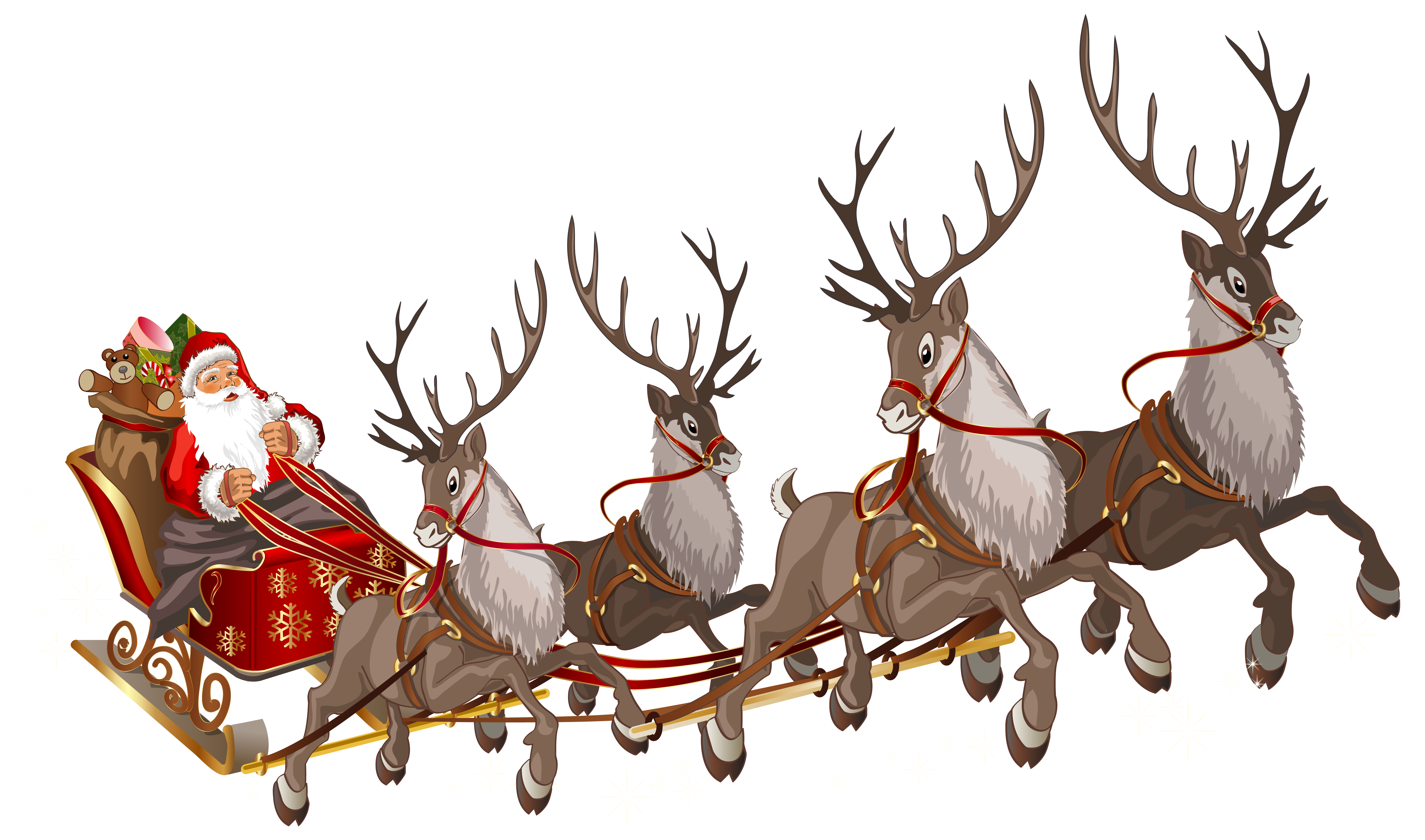 Santa Claus with Sleigh PNG Clipart Image
