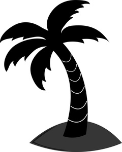 Coconut tree black and white clipart