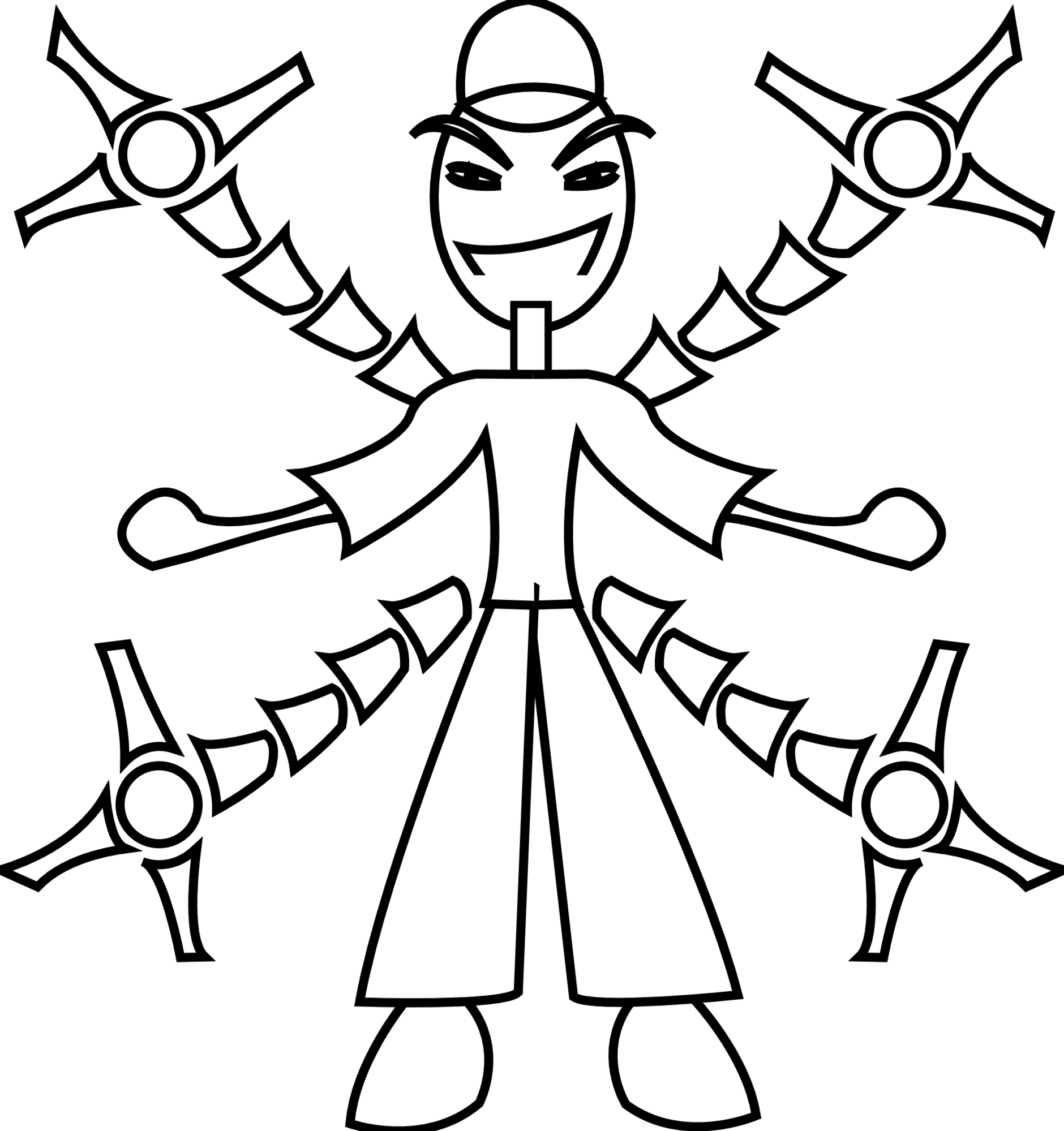 Clip Art Man With Robot Arm Black White Line Clipart