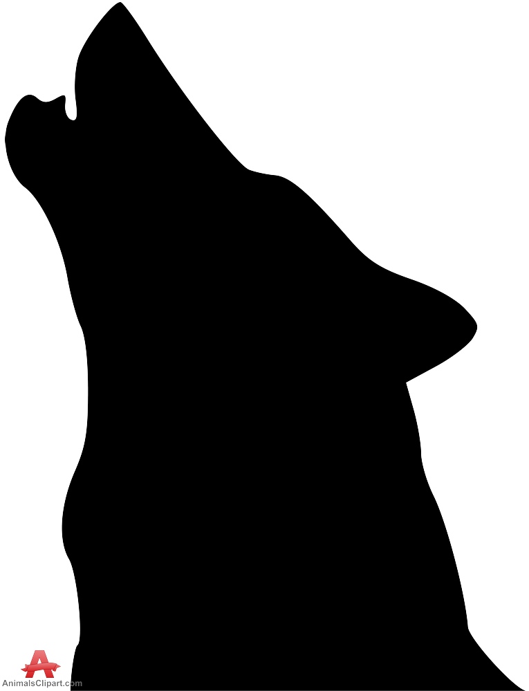 Wolf with Head Up Howling Silhouette