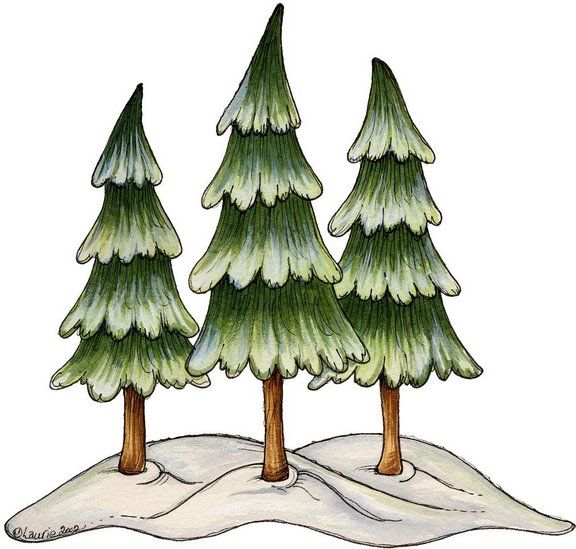 cartoon trees in winter - Clip Art Library