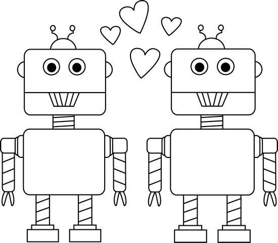 Robot Black And White Clipart