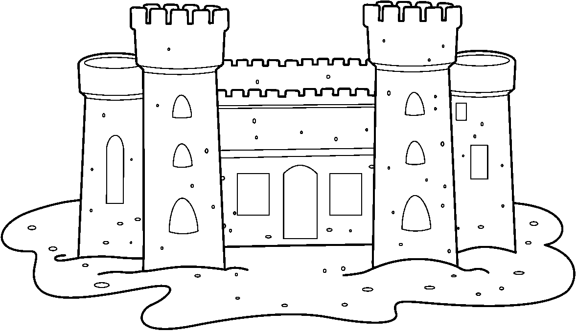 Sand castle clipart black and white