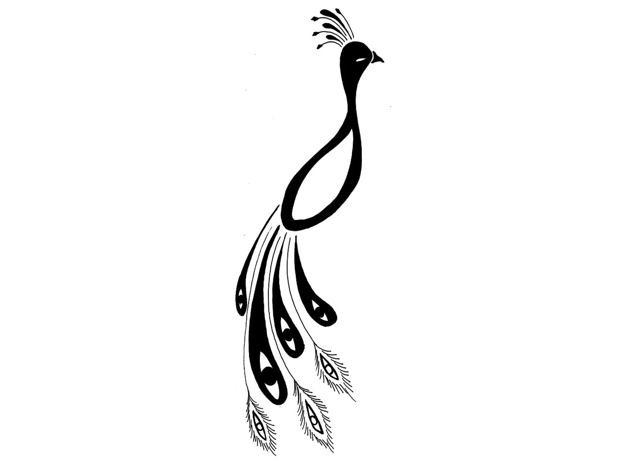 Free Simple Peacock Clip Art Black N White