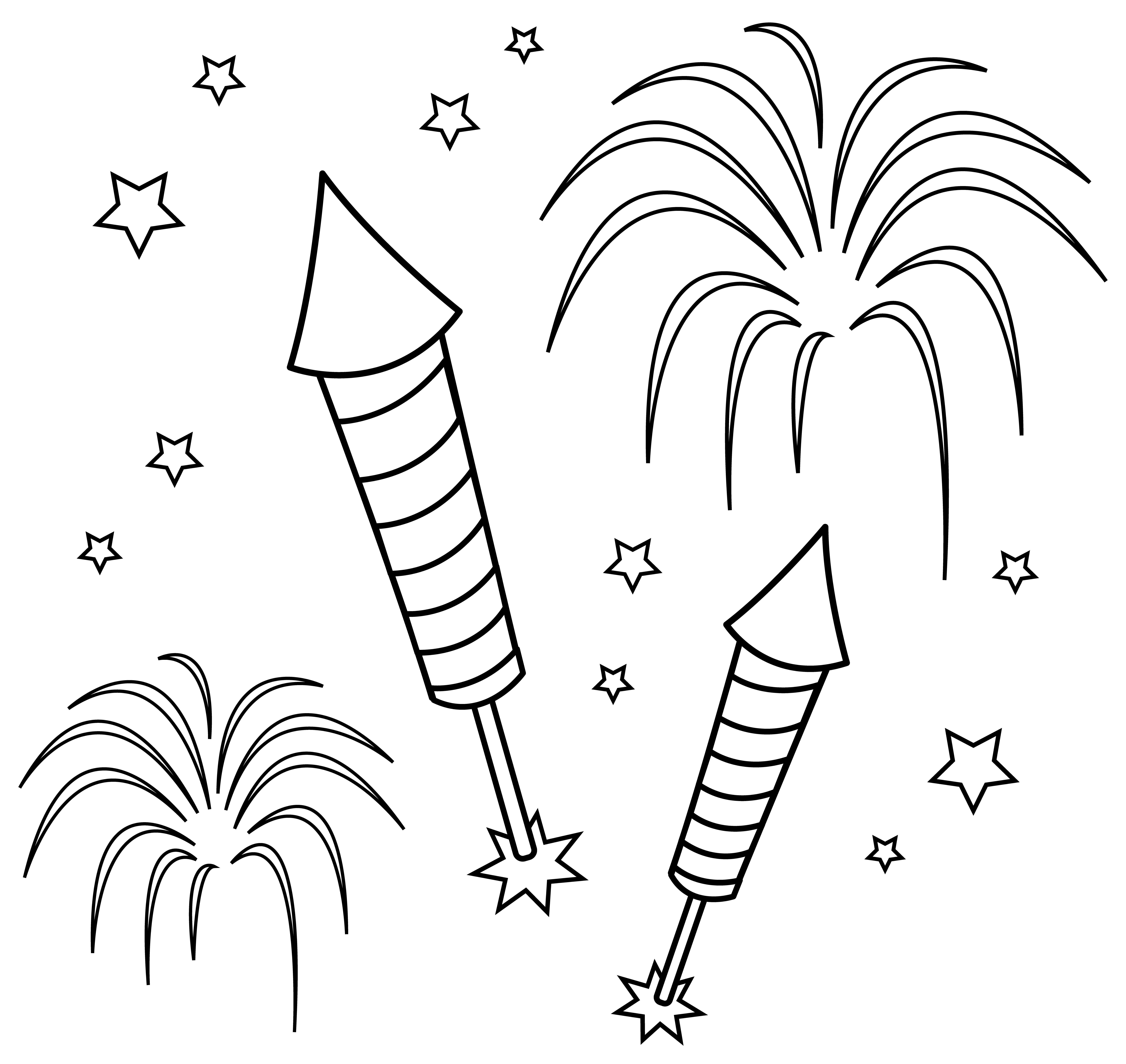 Free black and white fireworks clipart