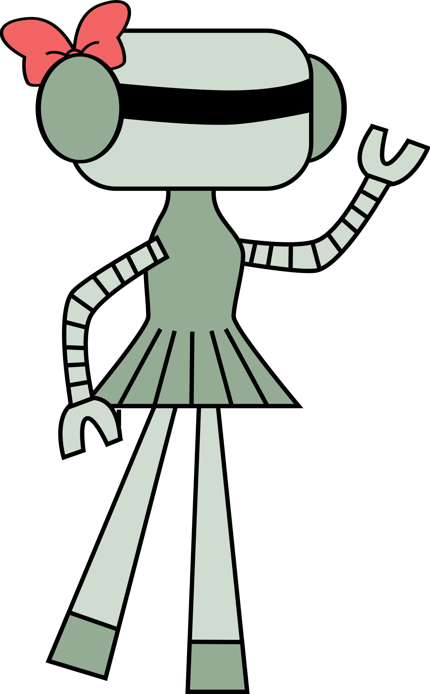 Cute robot girl clipart black and white