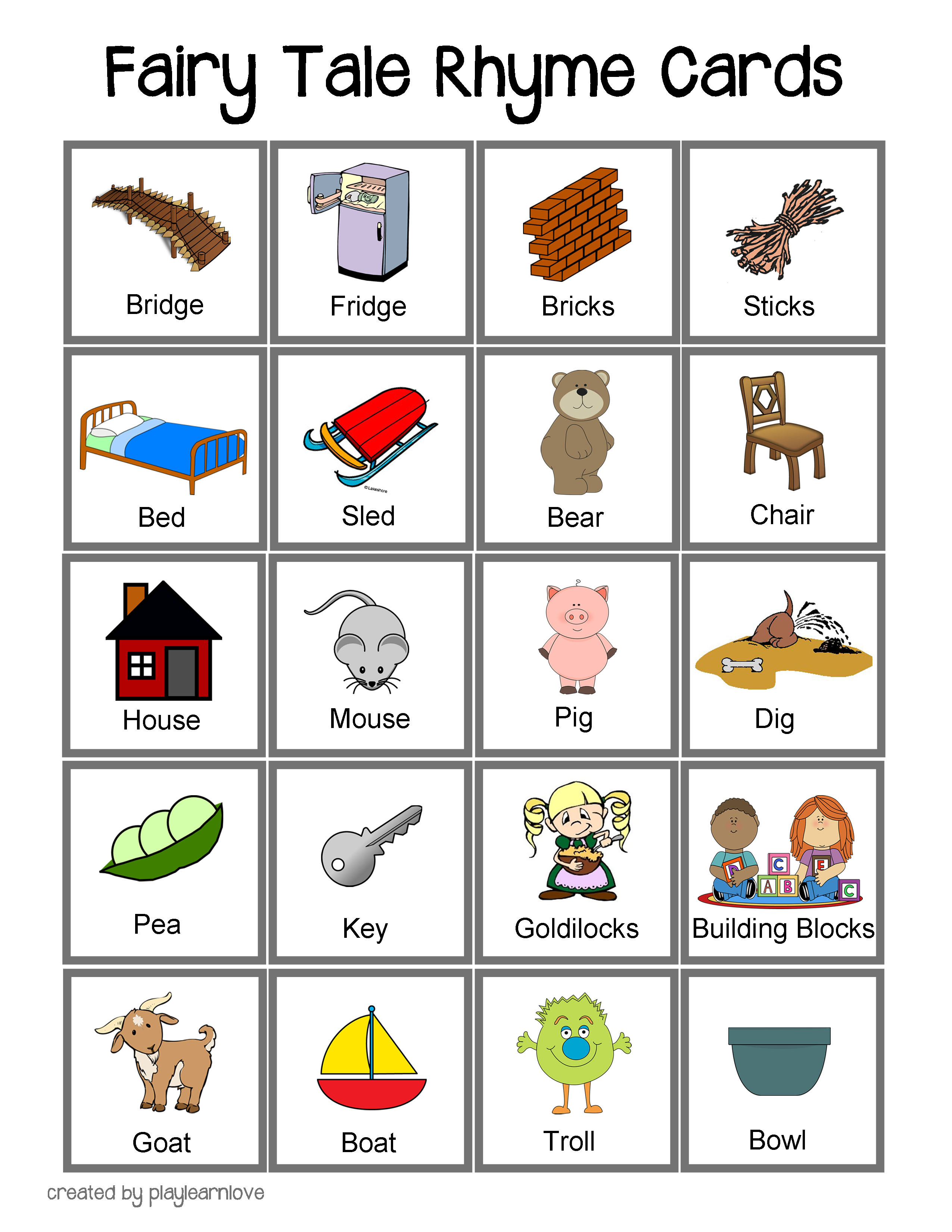 Rhyming Cards Printable Free