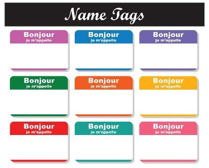 Hello Name Tags French Bonjour Clipart Clip Art Graphics Digital