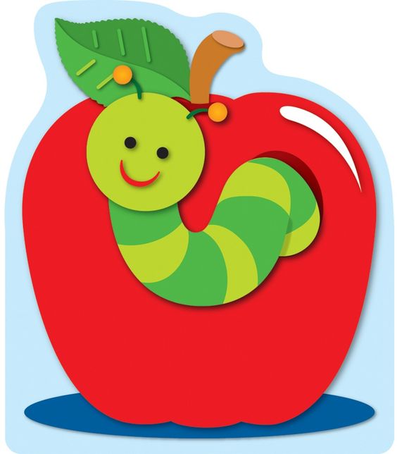 manzana con gusano animado - Clip Art Library