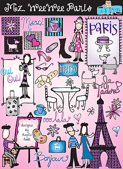 Chic Paris clip art designs by Kaylie Hook.