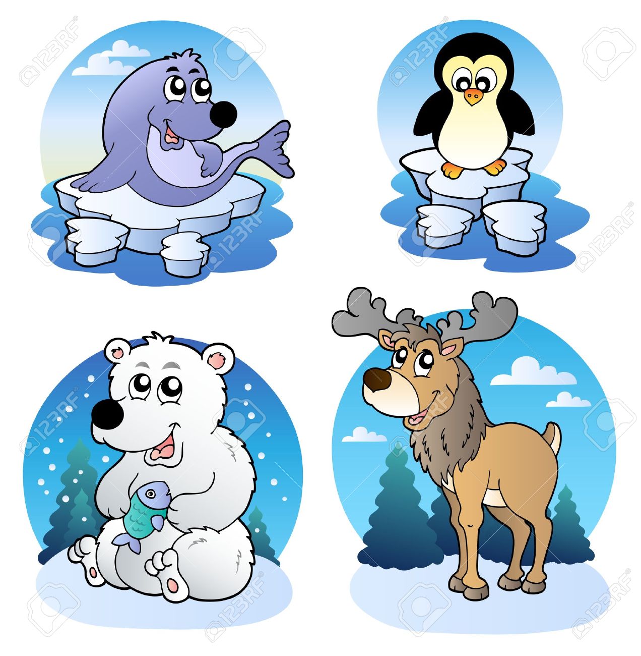 cute winter animals - Clip Art Library