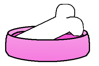 Dog bone in pink bowl clipart
