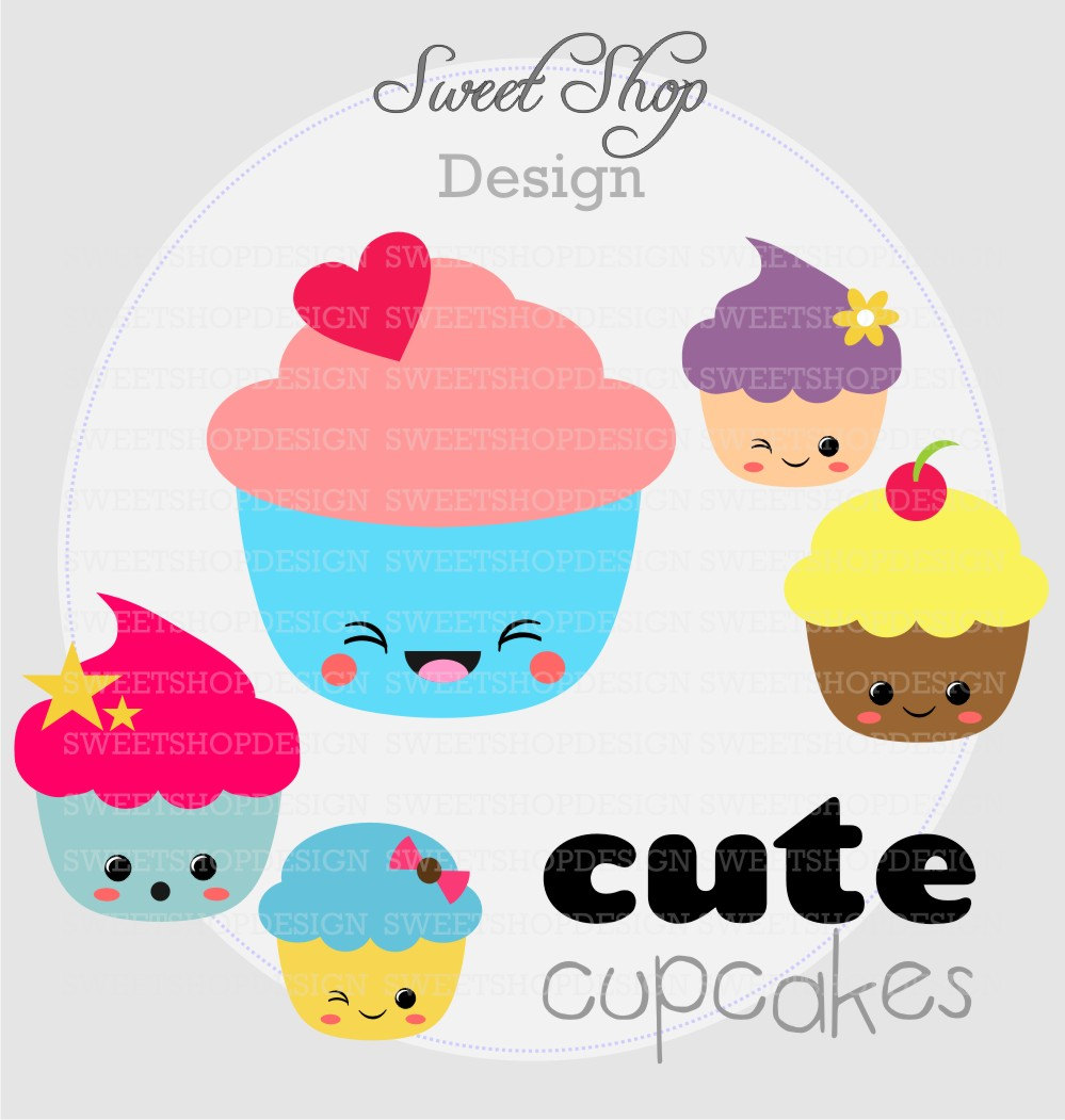Clip Art Cartoon Cute Baby Shower Cupcakes Clipart