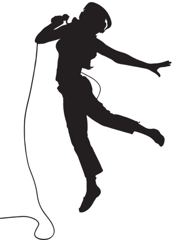 Woman singing clipart black and white