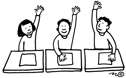 Student Raising Hand In Class Clipart